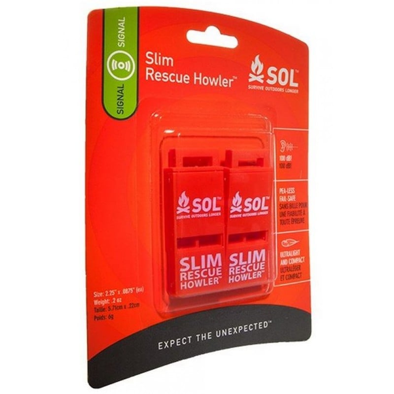 Adventure Medical SOL SLIM Rescue Howler Whistle - 2 Pack