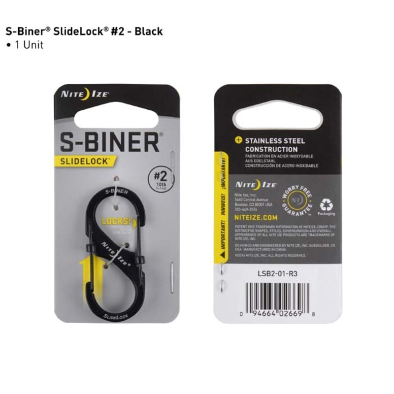 Niteize SlideLock Steel S-Biner Size 2 Black