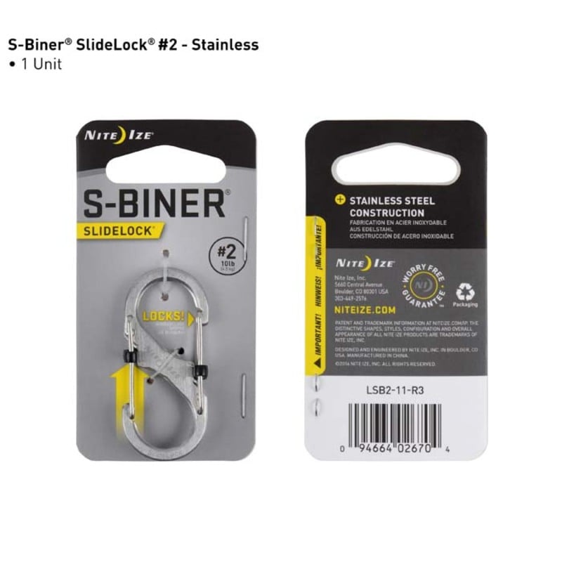 Niteize SlideLock Steel S-Biner Size 2 Stainless