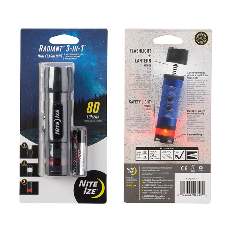 Niteize Radiant 3-in-1 Mini Flashlight - Black