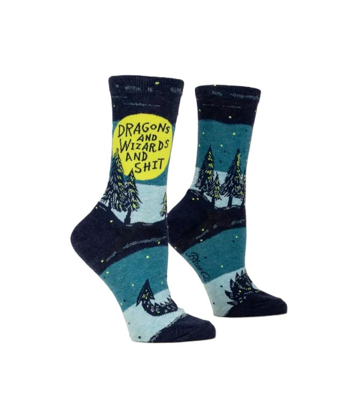 Blue Q Dragons and Wizards Crew Socks - Women`s