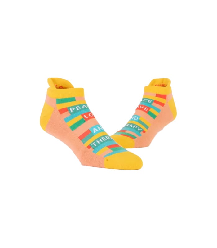 Blue Q Peace Love and Therapy Sneaker Sock - SM/MD